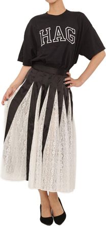 Batsheva Freya Skirt In Black W/ Lace