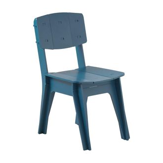 SoBuy Silla de comedor con respaldo con juntas de espiga madera azul