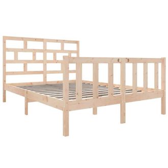 Berkfield Home Beautiful Bed Frame Solid Wood Pine 135x190 cm Double in Light Brown