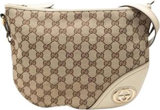 Gucci Pre-owned Shoulder Bags, female, Beige, Size: ONE SIZE Pre-owned Vintage Canvas Crossbody Bag