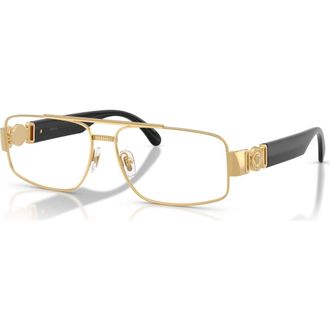 Versace 56mm Rectangle optical glasses in Gold at Nordstrom