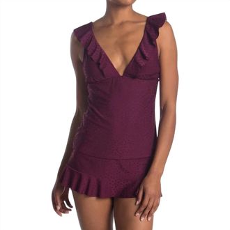 Robin Piccone Juliana Ruffle Tankini Top In Eggplant