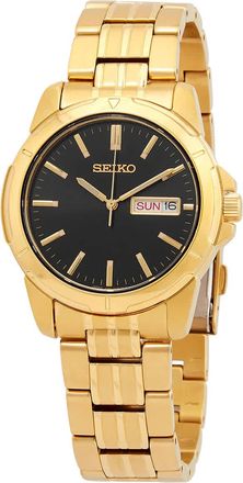 Seiko Essentials Quartz Black Dial Mens Watch SUR358