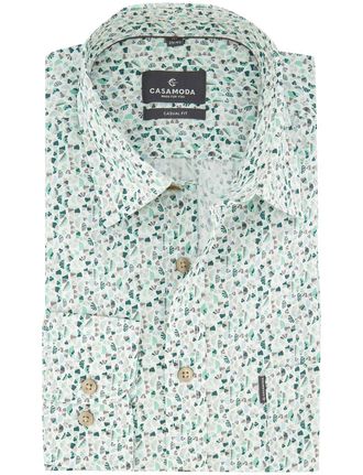 Casamoda Groene print Casa Moda Casual Fit overhemd