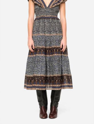 Sea New York Ivette Flutter Sleeve Smocked Midi Dress In Black