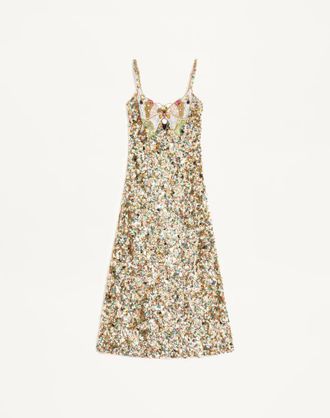 Valentino Abito Midi In Tulle Illusione Ricamato Donna MULTICOLOR 44
