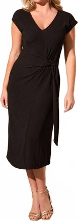 Tribal Short Sleeve Dress With Front Tie In Black