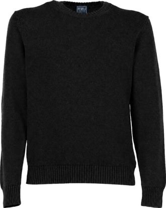 Fedeli Argentina Ronde Hals Merino Trui - Heren - Ronde hals truien - Zwart - 2XL - Wol - Truien & Vesten