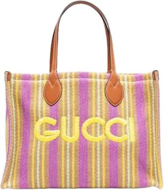 Gucci Pre-owned Vintage Tote Bag - Dames - Vintage Shopper - Paars - ONE Size - Jute - Vintage