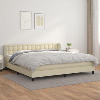 vidaXL Cama Box Spring Con Colch&oacute;n Cuero Sint&eacute;tico Crema 200x200 Cm Vidaxl