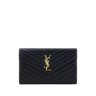 Saint Laurent Cassandre Leather Chain Wallet