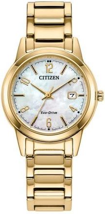 Citizen Eco-Drive Mother-of-Pearl Bracelet Watch, 29.4mm in Gold at Nordstrom Rack