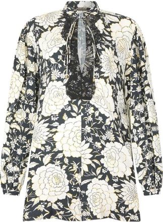Roberto Cavalli Bloemenprint Kant Mini Jurk - Dames - Korte kleedjes - Zwart - XS - Kleedjes