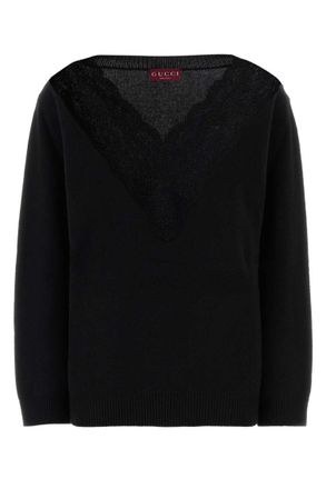 Gucci Black Lace V Neck Sweater