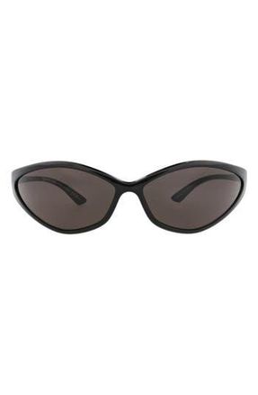Balenciaga 83mm Oval Sunglasses in Black Black Grey at Nordstrom Rack