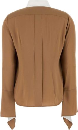 Max Mara Womens Caramel Crepe Pio Shirt Cammello Exterior: Silk Camicie