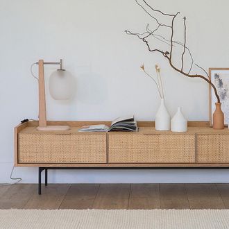 La Redoute Interieurs Tafellamp in eik en mat glas, Navida