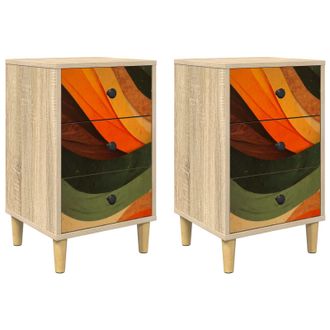 vidaXL Mesa De Noche Zaandam 2 Uds. Roble Sonoma 36 X 33 X 60 Cm Vidaxl