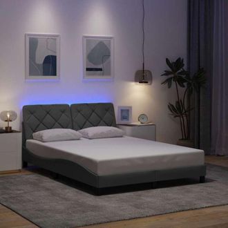 vidaXL Estructura Cama Con Led Sin Colch&oacute;n Tela Gris Claro 140x190 Cm Vidaxl
