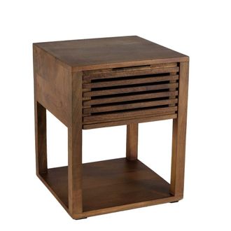 Macabane Mesilla de noche en madera de mango con 1 caj&oacute;n calado