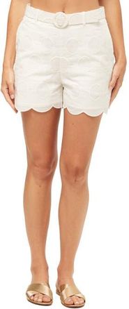 Trina Turk Deuce Tennis Racquet Eyelet Short in Whitewash at Nordstrom, Size 14