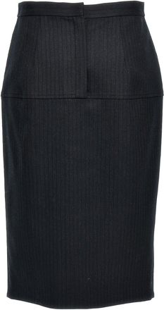 Fendi Pinstripe Wool Skirt - Black
