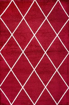 Jonathan Y Designs Cole Minimalist Diamond Trellis Area Rug in Red/white at Nordstrom, Size 4Ft 0In X 6Ft 0In