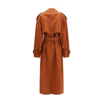 Saint Laurent Womens Brown Cotton Trench Coat Clothing