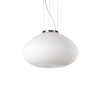 Netlighting Plisse Globe Dome Pendant Ceiling Light Chrome 35cm in Grey
