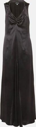 Giorgio Armani Black Satin Flared Maxi Dress