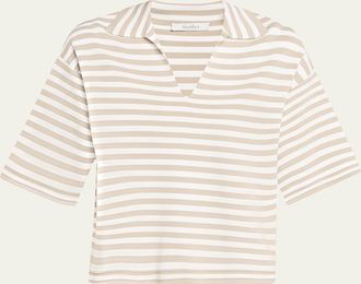 Max Mara Striped Short-Sleeve Oversized Polo Top