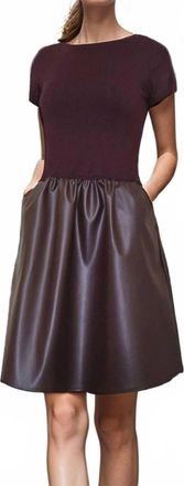 Vava Elle Cap Sleeve Dress In Dark Wine Vegan Leather