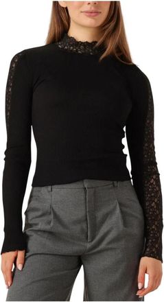 Rosemunde Elegante Kantentop voor Stijlvolle Vrouwen - Dames - Longsleeves - Zwart - XS - Wol - Tops