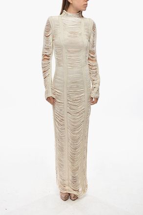Balmain Maxi Fitted Macram&eacute; Dress Balmain