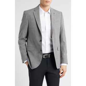 AllSaints Ross Slim Fit Glen Plaid Wool & Cotton Blend Sport Coat in Grey at Nordstrom Rack, Size 44 Regular