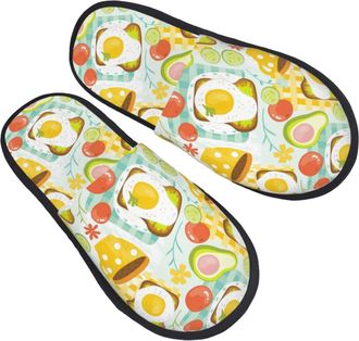 Generic Plush Slippers Avocado Sandwich Drink Soft Fuzzy Slippers Cozy Cotton Slipper For Guest Room Home Travel M