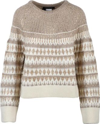 Pennyblack Ronde hals trui met strass - Dames - Ronde hals truien - Veelkleurig - M - Wol - Truien & Vesten