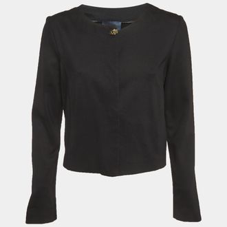 Roberto Cavalli Cavalli Class Black Jersey Knit Button Front Jacket