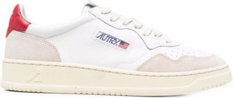 Autry Sneakers, male, White, 11 UK, White Leather Trainers with Red Heel