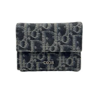 Dior Black Multi-Color Coated Canvas Leather Wallet (Tri-Fold) (Pre-Owned)