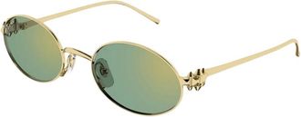 Cartier Ct 0644S 004 Zonnebril - Dames - Zonnebrillen - Geel - 52 MM - Nylon - Accessoires