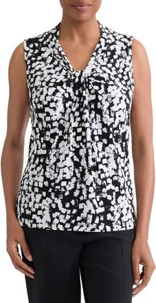 Kasper Block Print Sleeveless Top in Black/vanilla Ice at Nordstrom, Size X-Small