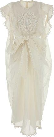 Zimmermann Womens White Linen Blend Balance Dress - Ivory - Size Small