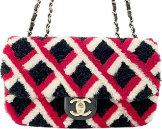 Chanel 2016-2017 Medium CC Shearling and Lambskin Single Flap crossbody bag - Nero
