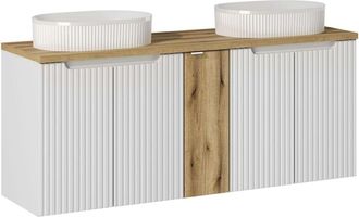 Petits Meubles Mueble doble lavabo 140cm 5 puertas paneles de melamina y mdf blanco