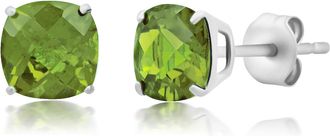 MAX + STONE 925 Sterling Silver 6mm Cushion Cut Gemstone Stud Earrings