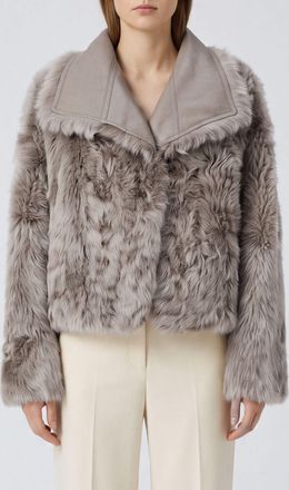 Yves Salomon Cropped Lambskin Jacket with Sailor Collar
