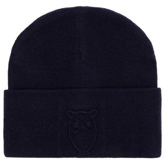 Knowledge Cotton Apparel Embossed Owl DL Wool Beanie M&uuml;tze - Unisex | blau