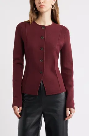 Nordstrom Merino Wool Sweater Jacket in Burgundy Tannin at Nordstrom, Size Xx-Small