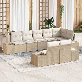vidaXL Vidaxl - Conjunto De Sof&aacute; De Jard&iacute;n Con Coj&iacute;n 8 Pcs Beige Y Crema